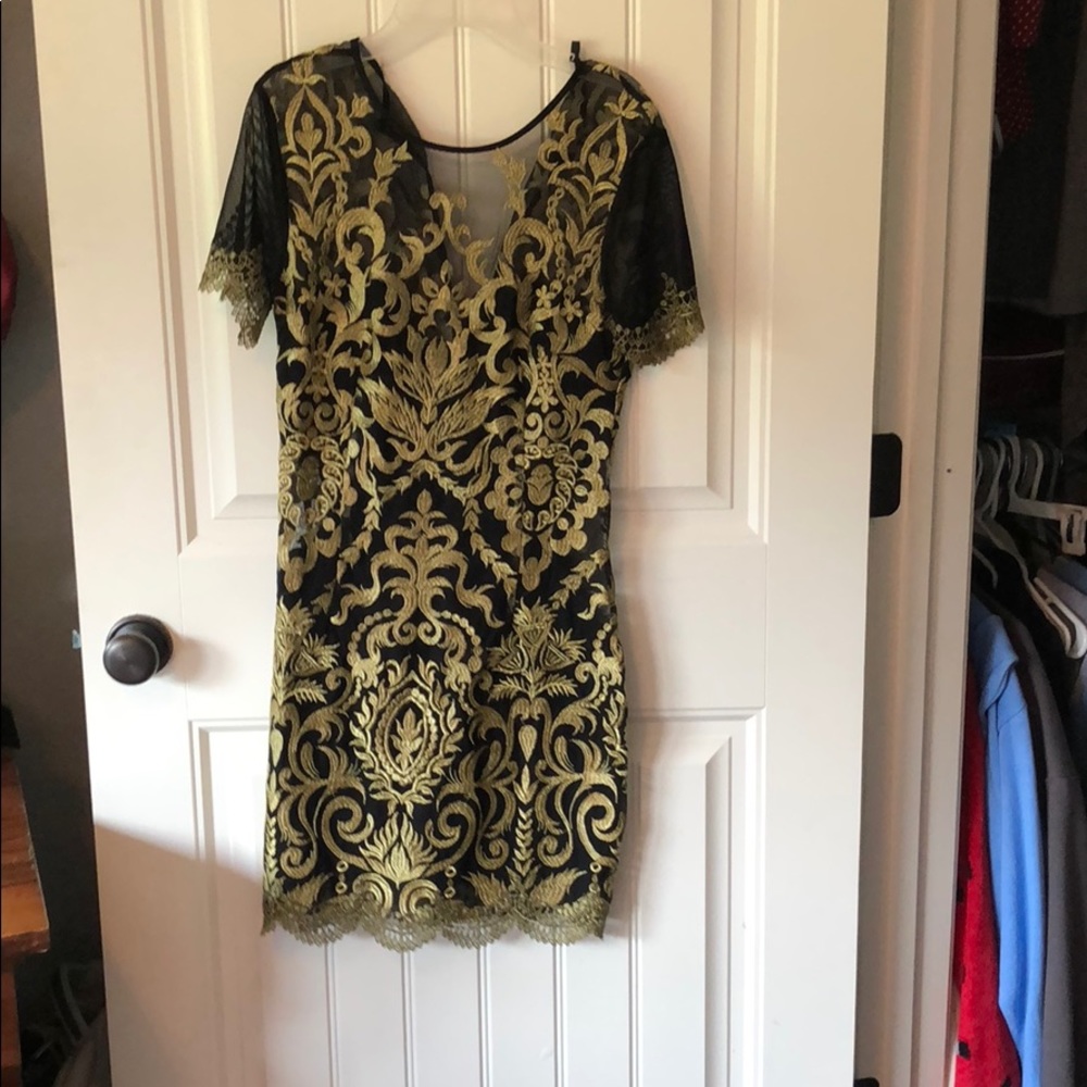 Gold sheer and lined dress